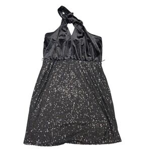 Cato Halter Sequin Cocktail Dress Size Medium Black Velvet NWT